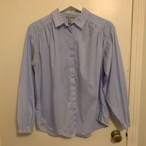 Blue Striped Long Sleeve Work/Casual Blouse